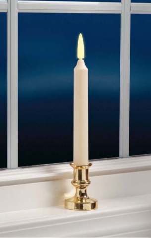 LED Battery Taper Candle with Gold Stand - Table Decoration or Carols
